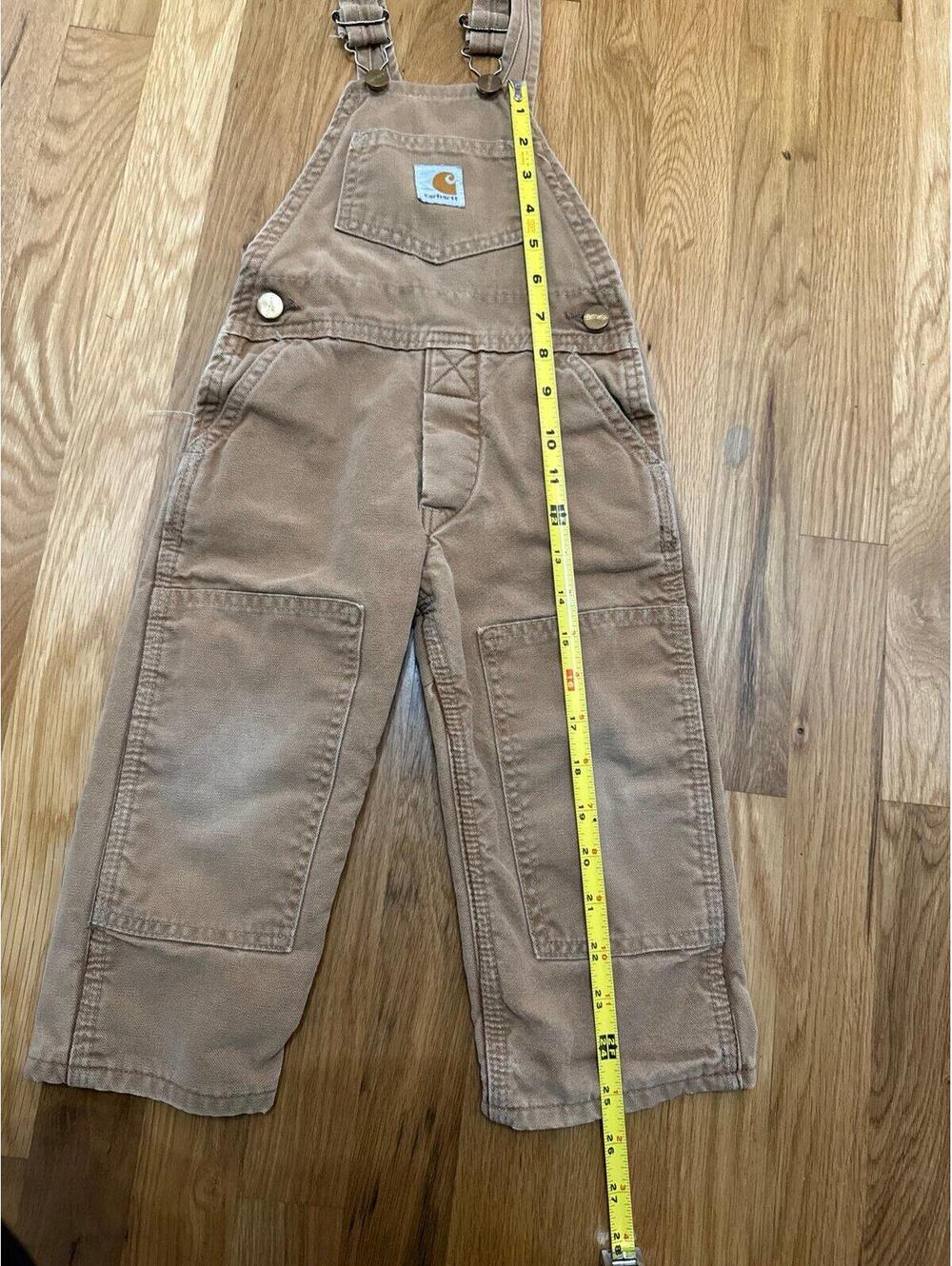 Carhartt Brown Double Knee Vintage Bib Overalls Youth Boys Size 3T Made in USA - Picture 8 of 8